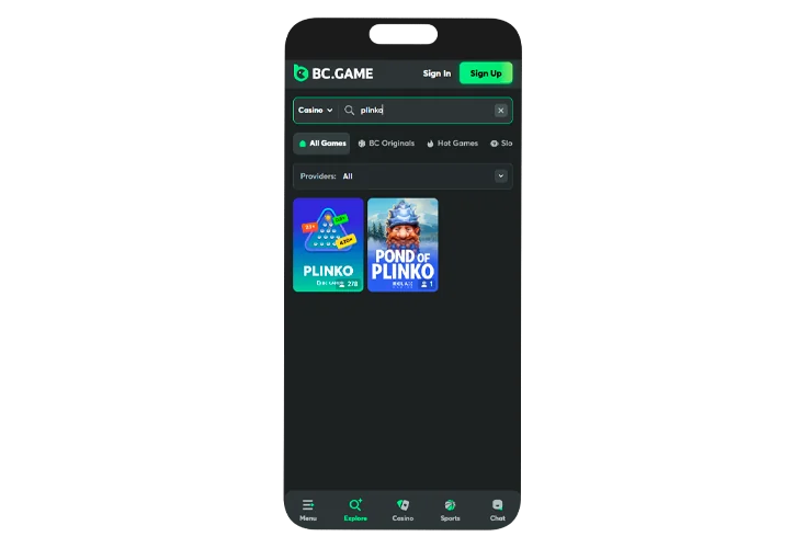 Search for a game in the list of casino games