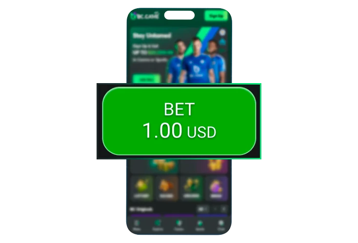 Button to place a bet in the game