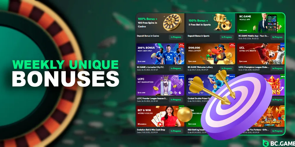 The list of weekly and regular bonuses