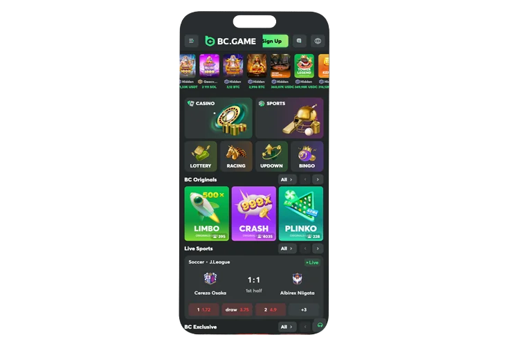 Search for the Limbo game in the casino list